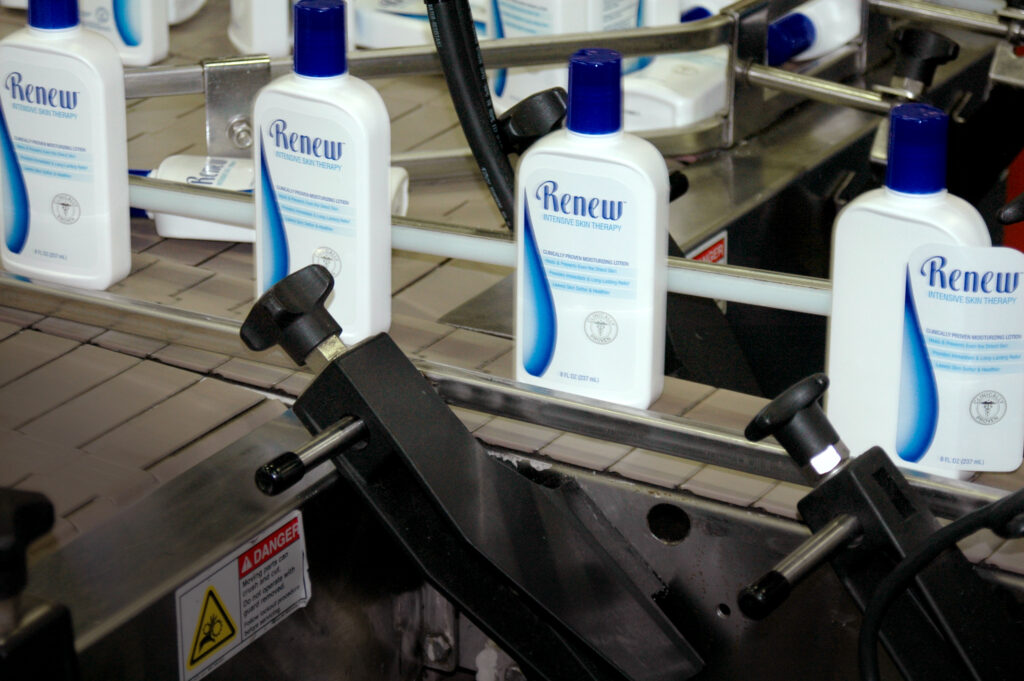 Melaleuca Product Renew lotion on production line